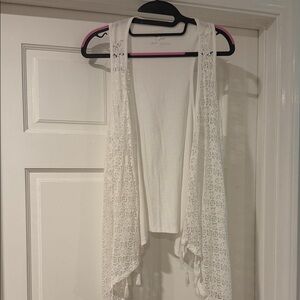 White Lace Open Vest